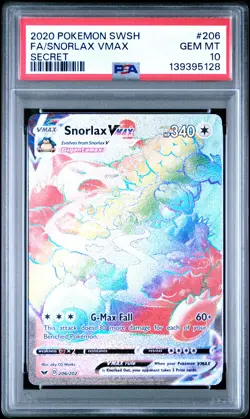 2020 POKEMON SWORD & SHIELD SECRET #206 FULL ART/SNORLAX VMAX PSA 10 - Image 1