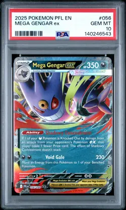 2025 POKEMON PFL EN-PHANTASMAL FLAMES #056 MEGA GENGAR EX PSA 10 - Image 1