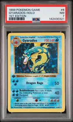 1999 POKEMON BASE SET 1ST EDITION #6 GYARADOS-HOLO PSA 7 - Image 1