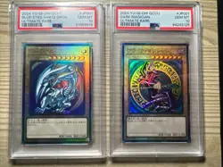 PSA 10 Yu-Gi-Oh! Blue-Eyes White Dragon & Dark Magician QCCP-JP001 Ultimate Rare - Image 1
