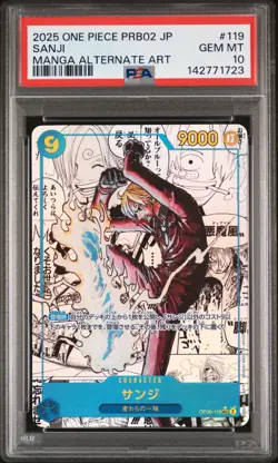 2025 ONE PIECE JAPANESE PRB02 MANGA ALTERNATE ART #119 SANJI PSA 10 - Image 1