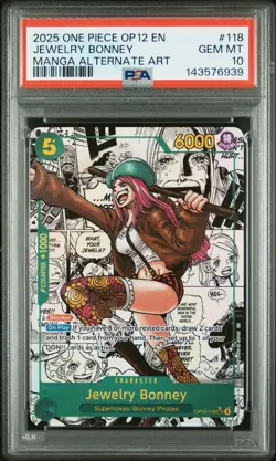 2025 ONE PIECE MANGA ALTERNATE ART OP12-118 JEWELRY BONNEY PSA 10 - Image 1