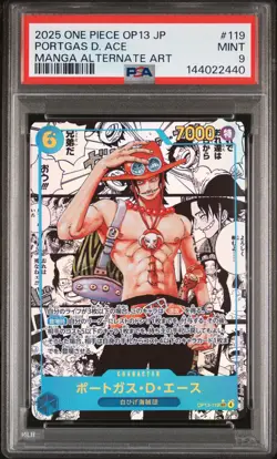 2025 ONE PIECE JAPANESE MANGA ALTERNATE OP13-119 PORTGAS D. ACE PSA 9 - Image 1