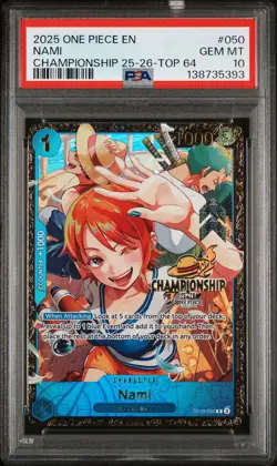 2025 ONE PIECE PROMOS CHAMP 25-26-TOP 64 #050 NAMI PSA 10 - Image 1