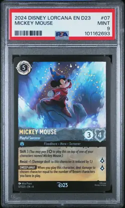 2024 DISNEY LORCANA EN D23-D23 EXPO PROMO MICKEY MOUSE PLAYFUL SORCERER PSA 9 - Image 1