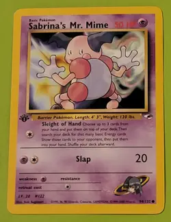 Pokemon TCG Gym Heroes 1st Edition Sabrina's Mr. Mime Common Card 94/132 - Image 1