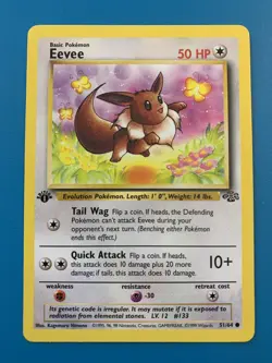 1st Edition Eevee 51/64 Jungle Set Rare Vintage 1999 Pokemon Card - NM - Image 1