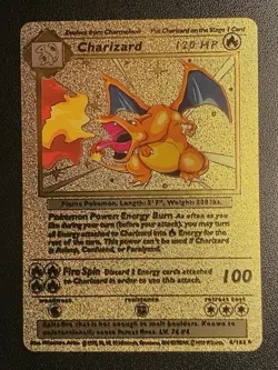 Pokemon Gold Foil Fan Art Charizard 4/102 Collector Display Card NM - Image 1