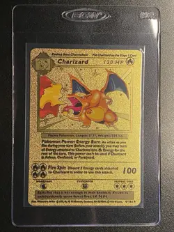 Pokemon Gold Foil Fan Art Charizard 4/102 Collector Display Card NM - Image 3