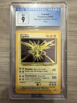 1999 Pokemon Zapdos Holo CGC 9 Mint Base Set #16 - Image 1