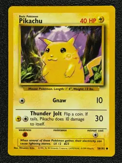 Pikachu 58/102 Base Set Series Base Set COMMON 1999 Pokemon Card TCG WOTC NM - Image 1