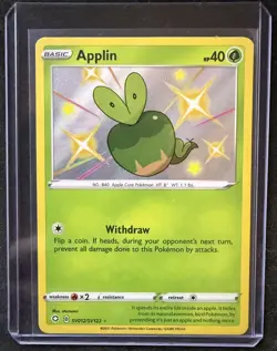 Pokemon TCG Shining Fates Shiny Vault Applin Holo Card SV012/SV122 - Image 1