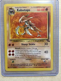 Pokemon TCG Kabutops Fossil Card 24/62 Regular Rare, LP Condition - Image 1