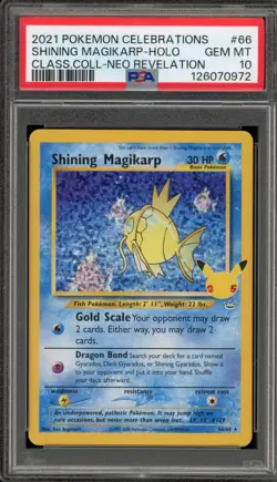 Pokemon Shining Magikarp Celebrations Classic Coll. Neo Rev. Holo #66 PSA 10 - Image 1