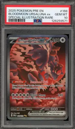 Pokemon Bloodmoon Ursaluna ex Prismatic Evolutions SIR #168 PSA 10 Gem Mint - Image 1