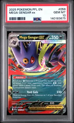 2025 POKEMON PFL EN-PHANTASMAL FLAMES #056 MEGA GENGAR EX PSA 10 - Image 1