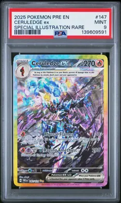2025 POKEMON PRE SPECIAL ILLUSTRATION RARE #147 CERULEDGE EX PSA 9 - Image 1