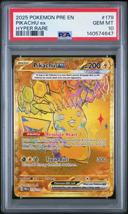 2025 POKEMON PRE EN-PRISMATIC EVOLUTIONS HYPER RARE #179 PIKACHU EX PSA 10 - Image 1
