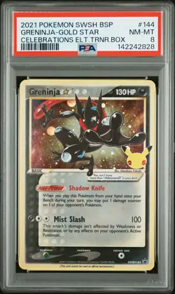2021 POKEMON SWSH CELEBRATIONS ETB #144 GRENINJA-GOLD STAR PSA 8 - Image 1