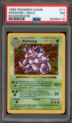 Pokemon Nidoking Base Set Shadowless Holo Rare #11 PSA 7 - Image 1