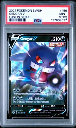 2021 POKEMON SWORD & SHIELD FUSION STRIKE #156 GENGAR V PSA 9 OC - Image 1