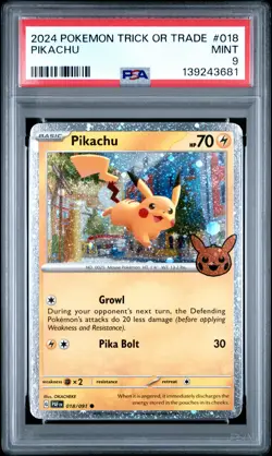 2024 POKEMON TRICK OR TRADE #018 PIKACHU PSA 9 - Image 1