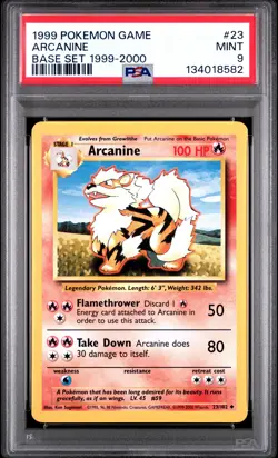 1999 POKEMON BASE SET 1999-2000 "4TH PRINT" #23 ARCANINE PSA 9 - Image 1