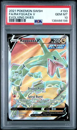2021 POKEMON SWORD & SHIELD EVOLVING SKIES #193 FULL ART/RAYQUAZA V PSA 10 - Image 1