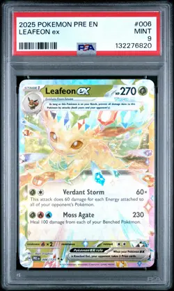 2025 POKEMON PRE EN-PRISMATIC EVOLUTIONS #006 LEAFEON EX PSA 9 - Image 1