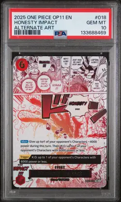 2025 ONE PIECE OP11-A FIST OF DIVINE SPEED ALTERNATE ART HONESTY IMPACT PSA 10 - Image 1