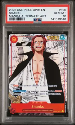 2022 ONE PIECE OP01-ROMANCE DAWN MANGA ALTERNATE ART #120 SHANKS PSA 10 - Image 1
