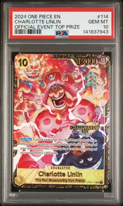ONE PIECE 2024 CHARLOTTE LINLIN OFFICIAL EVENT TOP PRIZE PROMOS #114 PSA 10 - Image 1