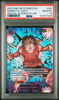 2025 ONE PIECE PRB02 SPECIAL ALTERNATE ART #061 MONKEY D. LUFFY PSA 10 - Image 1