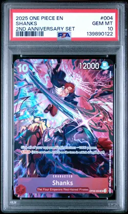 2025 ONE PIECE ENGLISH VERSION 2ND ANNIVERSARY SET #004 SHANKS PSA 10 - Image 1