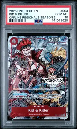 ONE PIECE 2025 KID & KILLER OFFLINE REGIONALS PACK 2025 SEASON 2 #003 PSA 10 - Image 1
