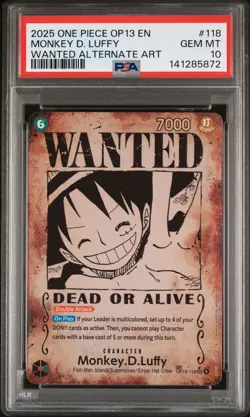 2025 ONE PIECE OP13-CARRYING ON HIS WILL #118 MONKEY D. LUFFY PSA 10 - Image 1