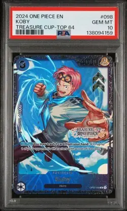 One Piece Koby 2024 Promos Treasure Cup Top 64 #098 PSA 10 - Image 1
