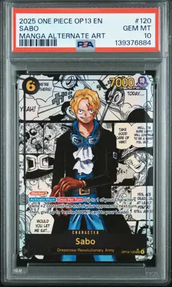 One Piece CCG Sabo Manga Alt Art Anniversary Holo PSA 10 Gem Mint TCG - Image 1