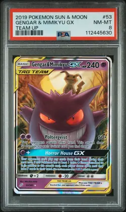 Pokemon TCG Gengar & Mimikyu GX Holo Ultra Rare Card 53/181 PSA 8 - Image 1