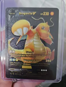 Dragonite V Black Foil Fan Art Textured Collector Pokemon Card SWSH154... - Image 1