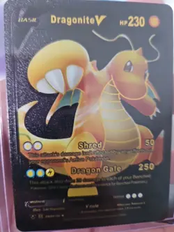 Dragonite V Black Foil Fan Art Textured Collector Pokemon Card SWSH154... - Image 4