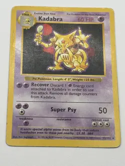 Kadabra 32/102 Base Set Shadowless Pokemon Card HP - Image 2