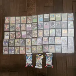 Pokemon TCG Lot 60 Cards V VMAX GX Full Art Holos + 3 Sleeved Booster Packs - Image 1