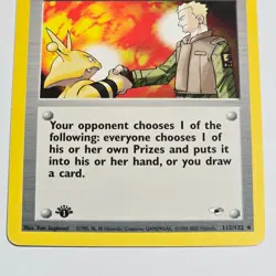 Pokemon TCG Lt. Surge’s Treaty 1st Edition Trainer Card Gym Heroes 112/132 - Image 3