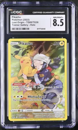 2022 Pokemon Pikachu Lost Origin TG05/TG30 Trainer Gallery CGC NM/MINT+ 8.5 - Image 1
