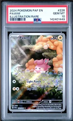 Pokemon 2024 Pawmi 226/091 Illustration Rare Paldean Fates GEM MINT PSA 10 - Image 1