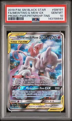 Pokemon Mewtwo & Mew GX 2019 SM Black Star Promo #SM191 FA PSA 10 - Image 1