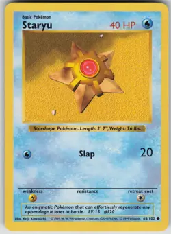 Pokemon TCG Staryu Common Base Set (Shadowless) 065/102 - Image 1