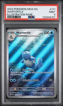 2023 Pokemon Mew En Wartortle Illustration Rare #171 PSA 9 Mint - Image 1