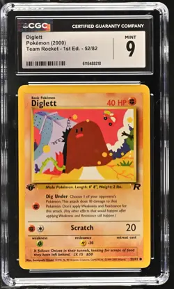 CGC MINT 9 Pokemon Diglett 52/82 2000 Team Rocket 1st Edition - Image 1
